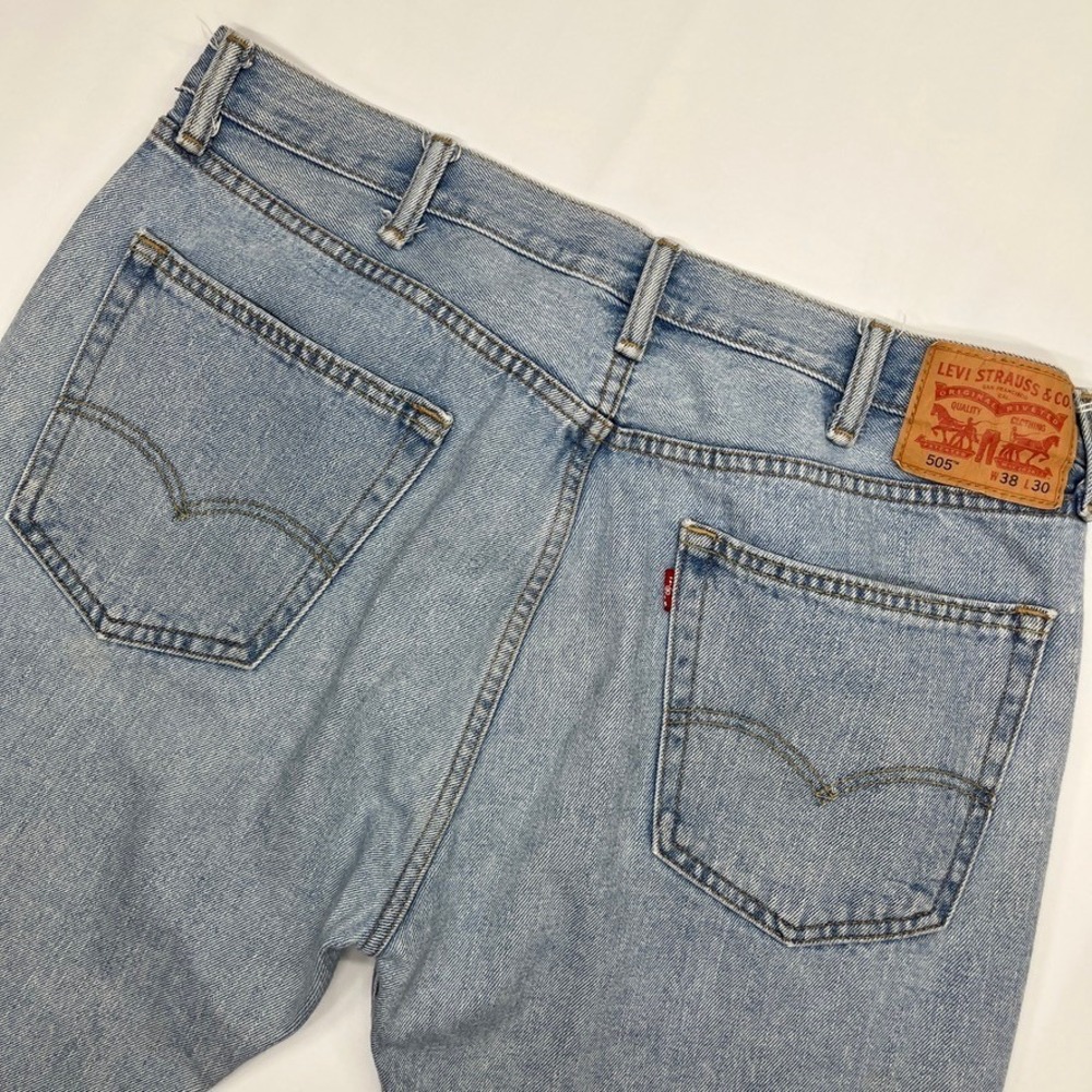 Levis 505 Regular Fit Jeans Light Wash Blue 38x30 Straight Leg Denim Vintage 90s